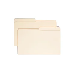 File Folders|Smead Reinforced File Folder, 2 Tab, Legal Size, Manila, 100/Box (15326)