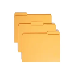 File Folders|Smead Reinforced File Folder, 3 Tab, Letter Size, , 100/Box (12234) Goldenrod