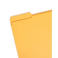 File Folders|Smead Reinforced File Folder, 3 Tab, Letter Size, , 100/Box (12234) Goldenrod