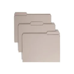 File Folders|Smead Reinforced File Folder, 3 Tab, Letter Size, Gray, 100/Box (12334)