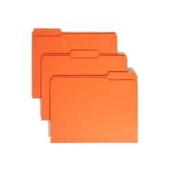 File Folders|Smead Reinforced File Folder, 3 Tab, Letter Size, Orange, 100/Bx (12534)