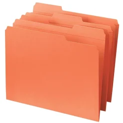 File Folders|Smead Reinforced File Folder, 3 Tab, Letter Size, Orange, 100/Bx (12534)