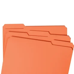 File Folders|Smead Reinforced File Folder, 3 Tab, Letter Size, Orange, 100/Bx (12534)