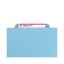 Hanging File Folders|Smead SafeSHIELD Pressboard Hanging File Folder, 2" Expansion, 2/5-Cut Tab, Letter Size, Blue (65105)