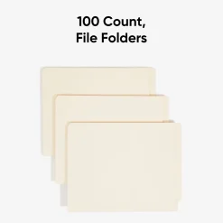 File Folders|Smead Shelf-Master Recycled End Tab File Folder, Straight Cut, Letter Size, Manila, 100/Box (24111)