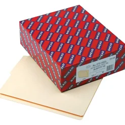 File Folders|Smead Shelf-Master Reinforced End-Tab 2-Tab File Folders, Bottom Position, Letter Size, Manila, 100/Box (24128)