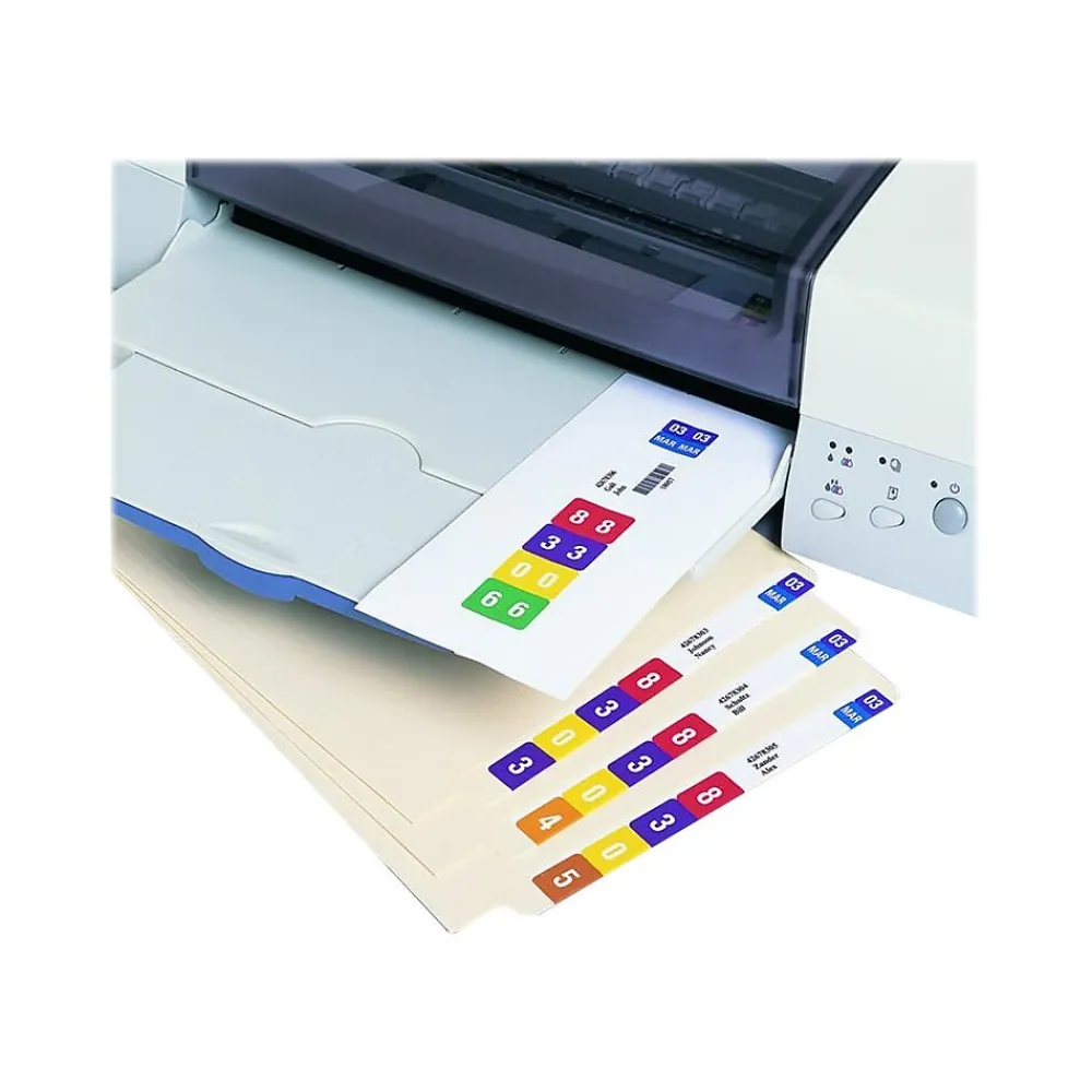 Labels|Smead Smartstrip ColorBar WaterGuard Inkjet File Folder Labels, 1 1/2" x 7 1/2", White, 250/Pack (66006)