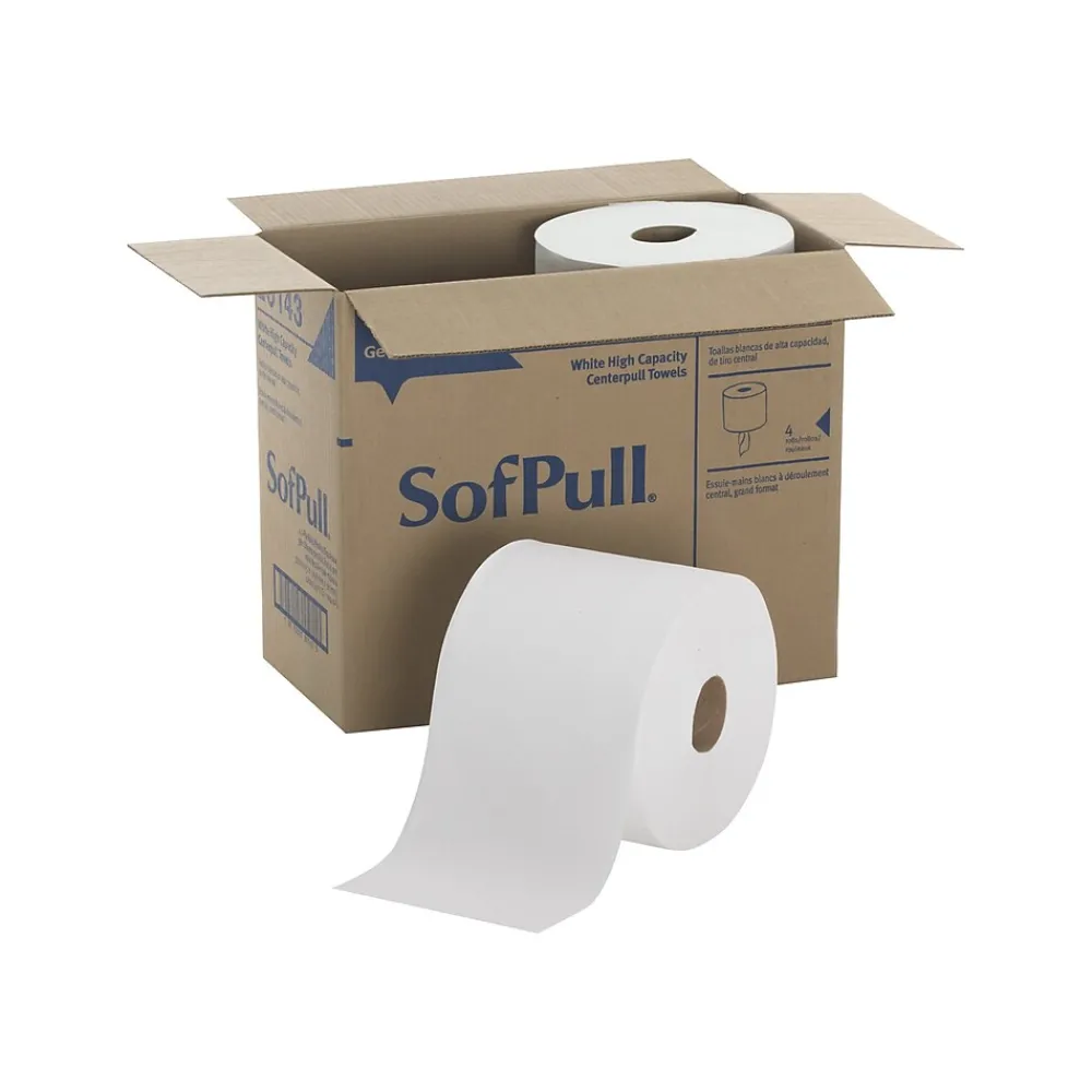 SofPull Premium Centerpull Paper Towels, 1-ply, 560 Sheets/Roll, 4 Rolls/Pack (28143)