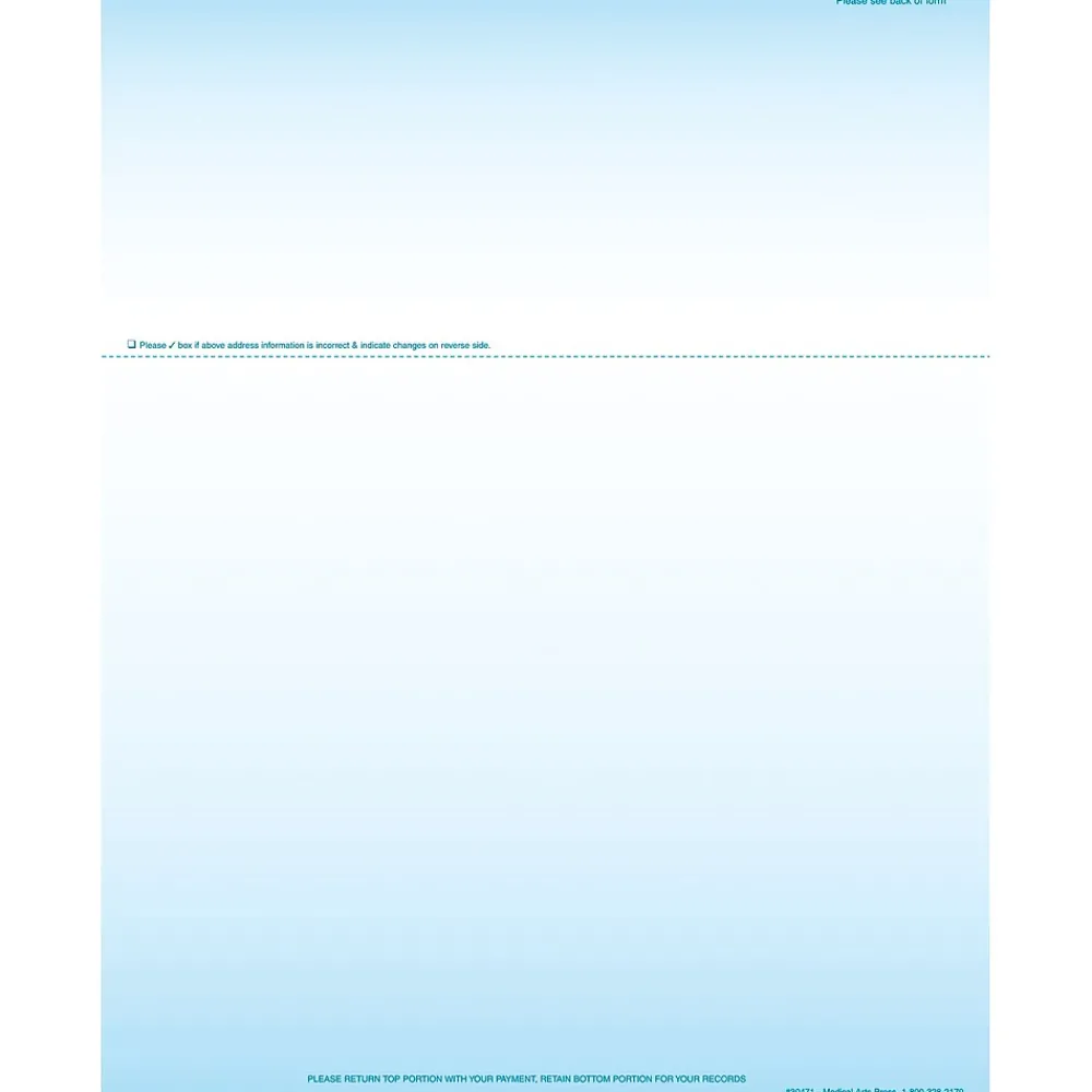 Business Forms*Medical Arts Press Solid Color Laser Statements, Style A, with Credit Card Information, Blue