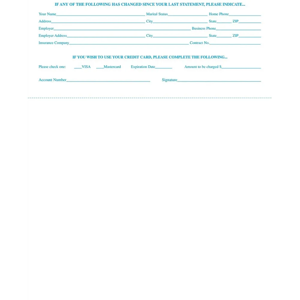 Business Forms*Medical Arts Press Solid Color Laser Statements, Style C, with Credit Card Information, Blue