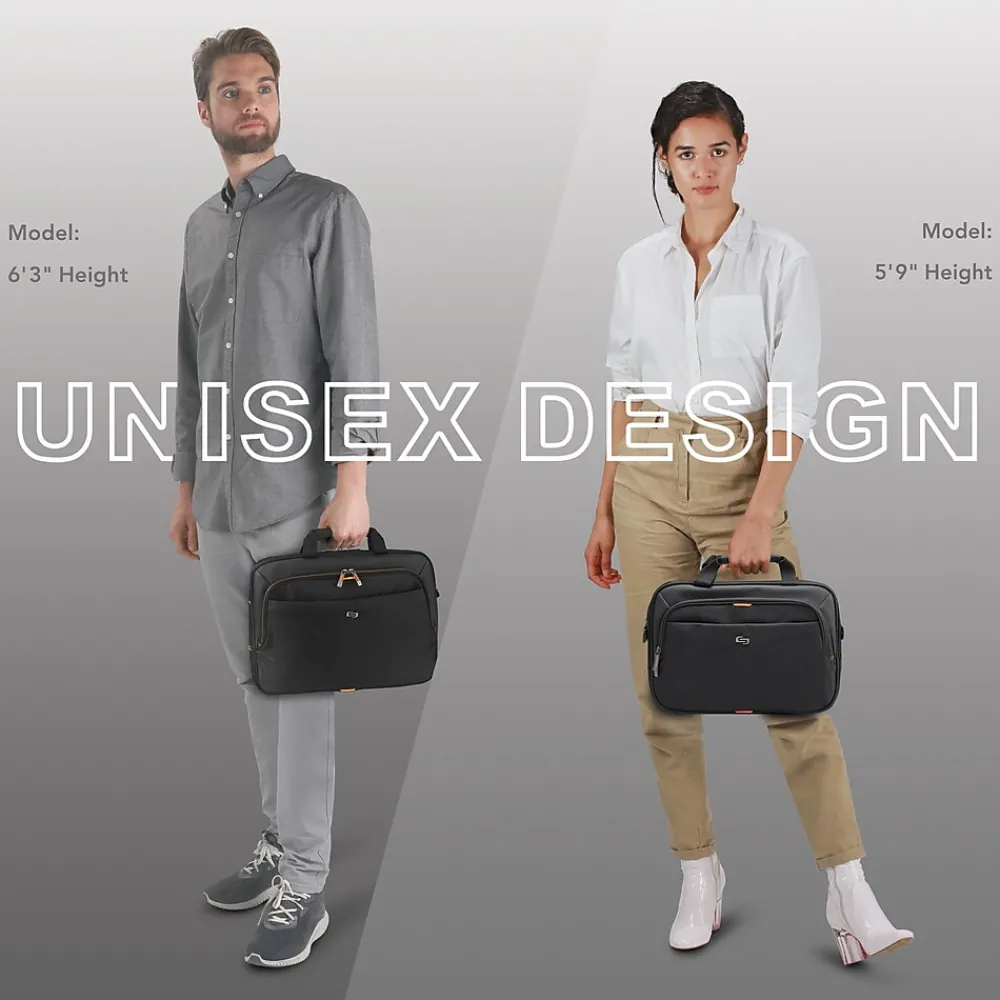 Ace Slim 15.6" Laptop Briefcase, Black/Orange Polyester (UBN101-4)<Solo New York Clearance