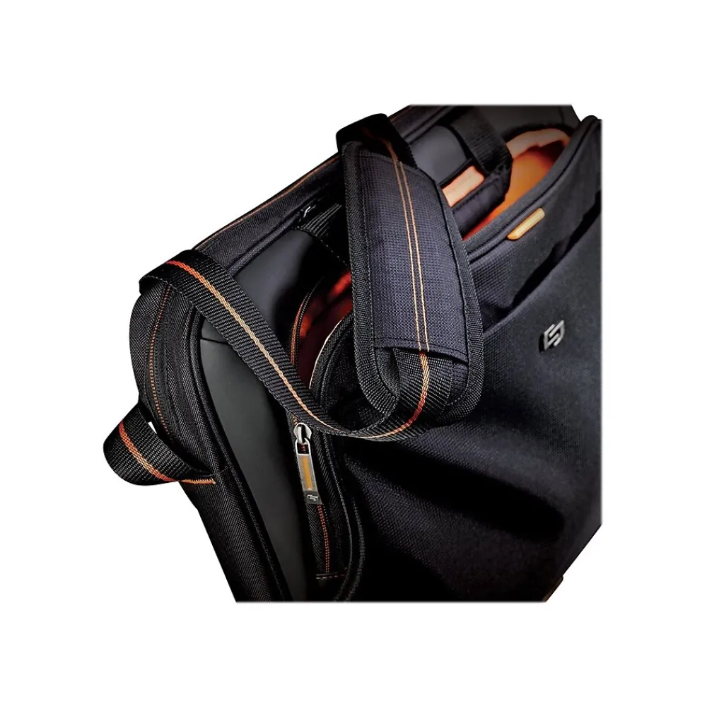 Ace Slim 15.6" Laptop Briefcase, Black/Orange Polyester (UBN101-4)<Solo New York Clearance
