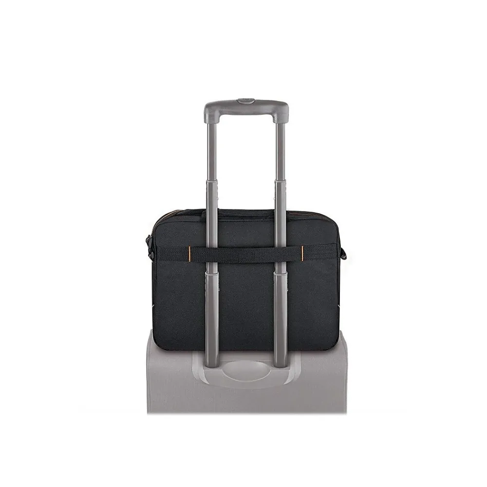 Ace Slim 15.6" Laptop Briefcase, Black/Orange Polyester (UBN101-4)<Solo New York Clearance
