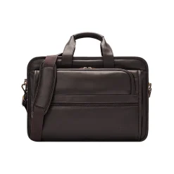 Classic Leather Briefcase, Laptop Compatible, Espresso (D941-3)<Solo New York Clearance