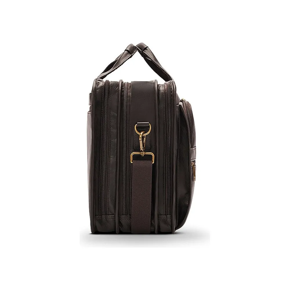 Classic Leather Briefcase, Laptop Compatible, Espresso (D941-3)<Solo New York Clearance