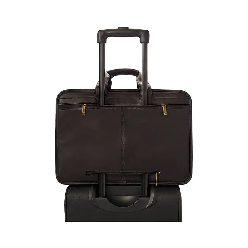 Classic Leather Briefcase, Laptop Compatible, Espresso (D941-3)<Solo New York Clearance