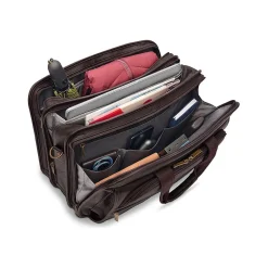 Classic Leather Briefcase, Laptop Compatible, Espresso (D941-3)<Solo New York Clearance
