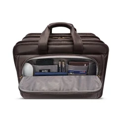 Classic Leather Briefcase, Laptop Compatible, Espresso (D941-3)<Solo New York Clearance