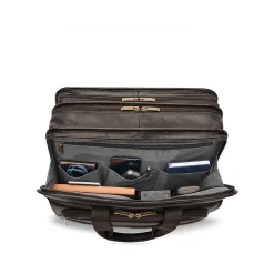 Classic Leather Briefcase, Laptop Compatible, Espresso (D941-3)<Solo New York Clearance