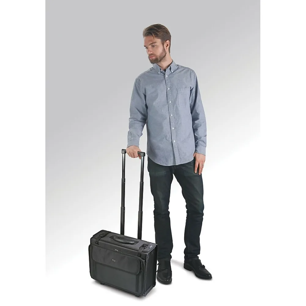 Midtown Collection Morgan Laptop Rolling Briefcase, Black Polyester (B151-4)<Solo New York Online