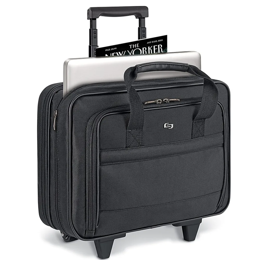 Midtown Laptop Rolling Briefcase, Black Polyester (B100-4)<Solo New York Outlet