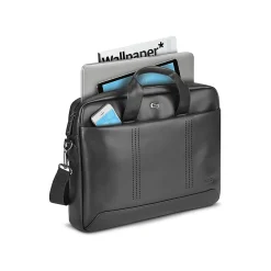 Murray Vinyl Briefcase, Laptop Compatible, Black (VNL100-4)<Solo New York Hot