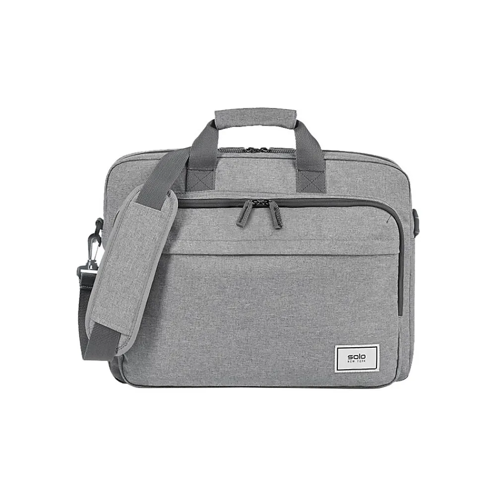 Re:new Polyester Briefcase, Laptop Compatible, Heathered Gray (UBN127-10)<Solo New York New