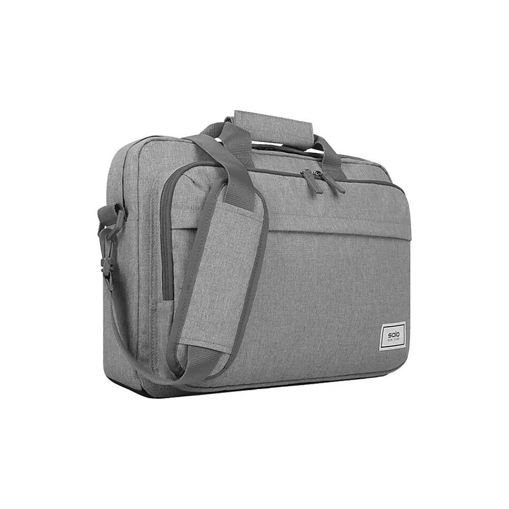 Re:new Polyester Briefcase, Laptop Compatible, Heathered Gray (UBN127-10)<Solo New York New