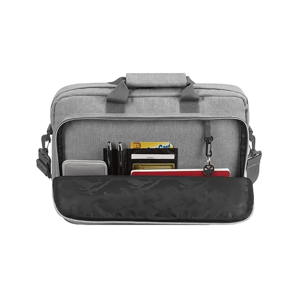 Re:new Polyester Briefcase, Laptop Compatible, Heathered Gray (UBN127-10)<Solo New York New
