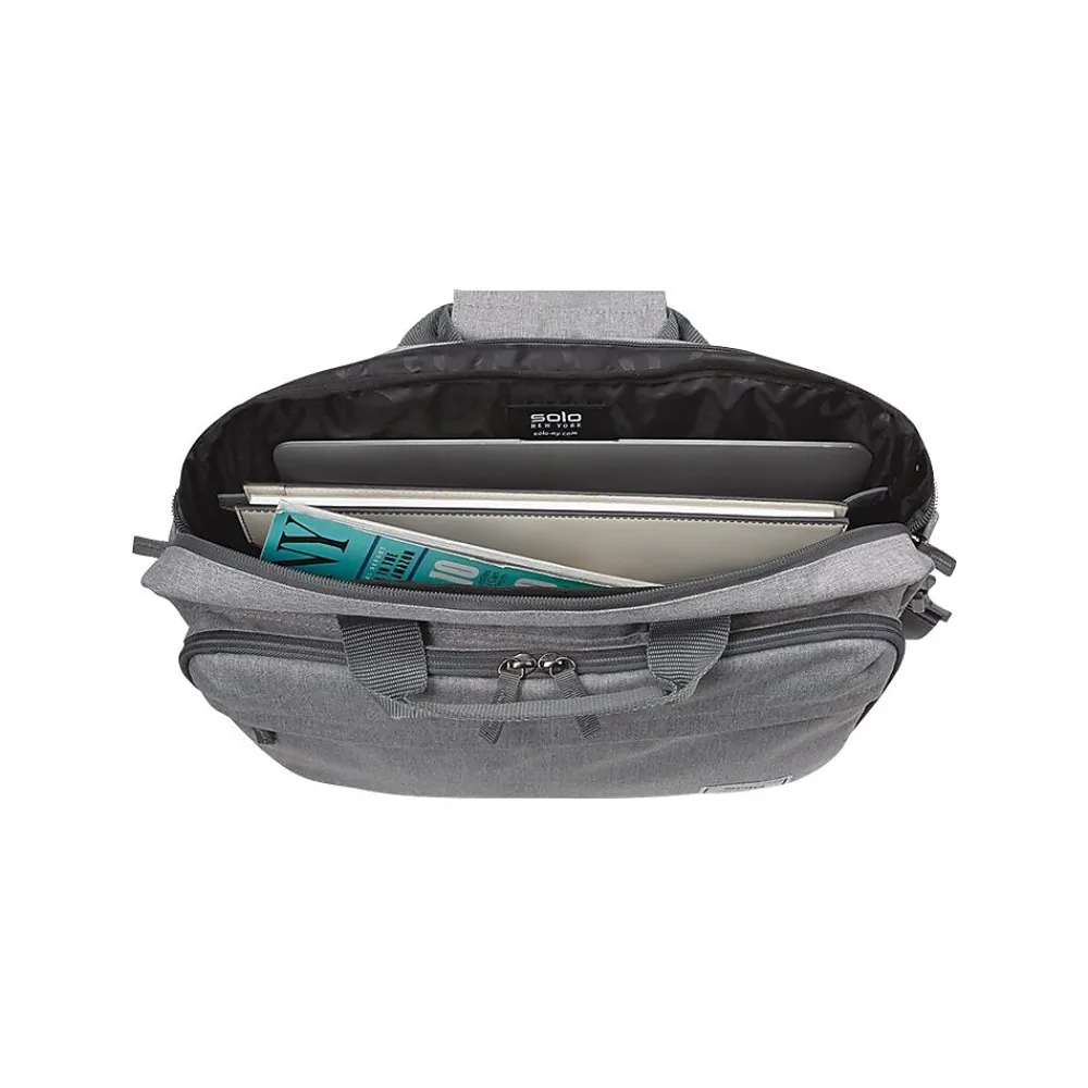Re:new Polyester Briefcase, Laptop Compatible, Heathered Gray (UBN127-10)<Solo New York New