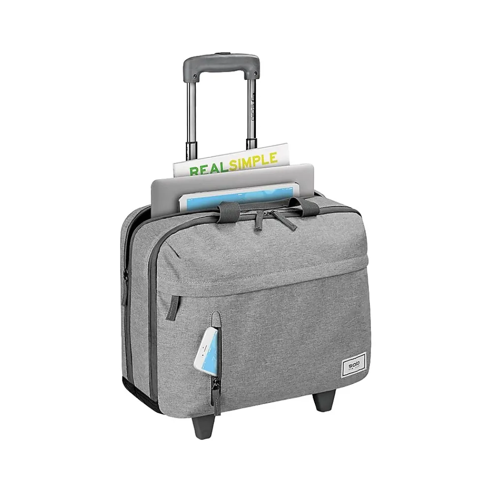 Laptop Bags|Solo New York Re:Start 15.6" Polyester Rolling Laptop Bag, Heathered Gray (UBN915-10)