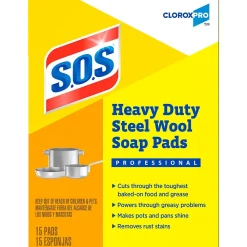 CloroxPro Steel Wool Soap Pads, 15/Box (88320)<S.O.S New