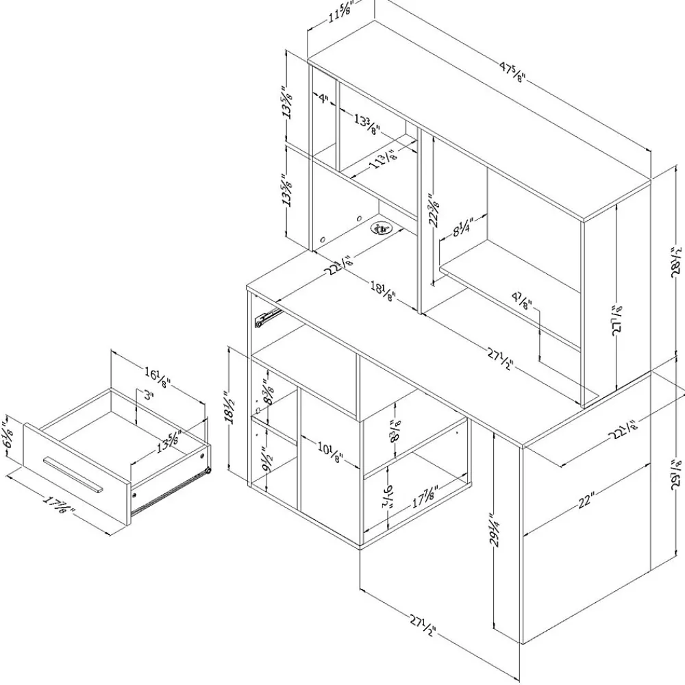 Office Desks*South Shore Annexe 48"W Home Office Computer Desk, (9053070) Pure White