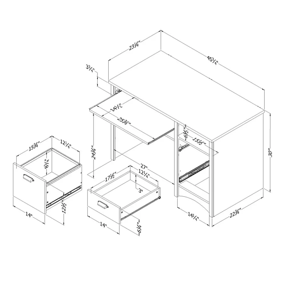 Office Desks*South Shore Gascony 46"W Desk, (7360070) Pure White