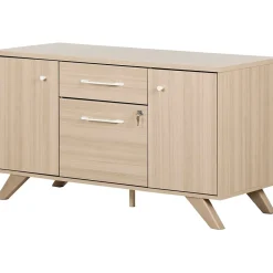 Storage Cabinets*South Shore Helsy 26.75" 2-Drawer Storage Credenza with 4 Shelves, Soft Elm (13301)
