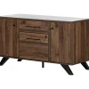 Storage Cabinets*South Shore Helsy 26.75" 2-Drawer Storage Credenza with 4 Shelves, Natural Walnut (13310)