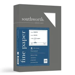Resume Paper*Southworth Fine Paper, 8.5" x 11", 24 lb., Wove-Finish, White, 500/Box (404C)