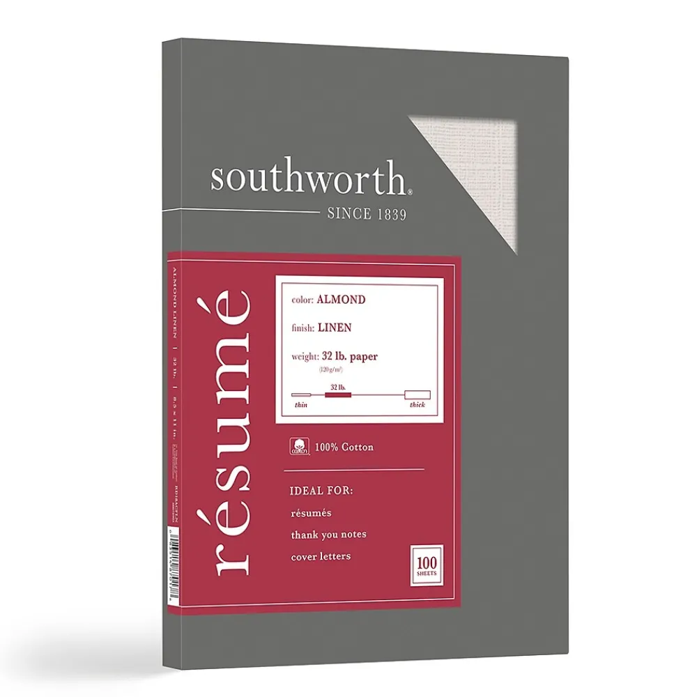 Multipurpose Paper*Southworth Linen Resume 8.5" x 11" Multipurpose Paper, 32 Lbs., 100 Brightness (RD18ACFLN)