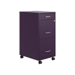 File Cabinets*Space Solutions SOHO Organizer 3-Drawer Mobile Vertical File Cabinet, Letter Size, Lockable, Midnight Purple (25285)