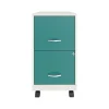 File Cabinets*Space Solutions SOHO Smart File 2-Drawer Mobile Vertical File Cabinet, Letter Size, Lockable, Pearl White/Teal (25333)