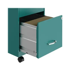 File Cabinets*Space Solutions SOHO Smart File 2-Drawer Mobile Vertical File Cabinet, Letter Size, Lockable, Pearl White/Teal (25333)