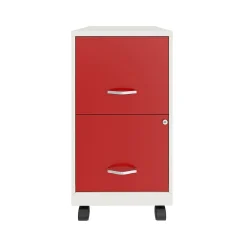 File Cabinets*Space Solutions SOHO Smart File 2-Drawer Mobile Vertical File Cabinet, Letter Size, Lockable, Pearl White/Lava Red (25334)