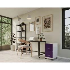 File Cabinets*Space Solutions SOHO Smart File 2-Drawer Mobile Vertical File Cabinet, Letter Size, Lockable, Pearl White/Midnight Purple(25336)