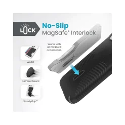 Speck Presidio 2 Grip MagSafe ClickLock Phone Case for iPhone 15, Black/Slate Gray (150439-3205)