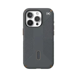Speck Presidio 2 Grip MagSafe ClickLock Phone Case for iPhone 15 Pro, Charcoal Gray/Cool Bronze (150447-3212)