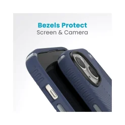 Speck Presidio 2 Grip MagSafe ClickLock Phone Case for iPhone 15, Coastal Blue/Dust Gray (150439-3206)