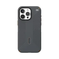 Speck Presidio 2 Grip MagSafe ClickLock Phone Case for iPhone 15 Pro Max, Charcoal Gray/Cool Bronze (150463-3212)