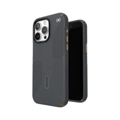 Speck Presidio 2 Grip MagSafe ClickLock Phone Case for iPhone 15 Pro Max, Charcoal Gray/Cool Bronze (150463-3212)