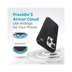Speck Presidio 2 Grip MagSafe ClickLock Phone Case for iPhone 15 Pro, Black/Slate Gray (150447-3205)
