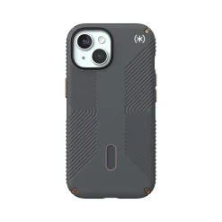 Speck Presidio 2 Grip MagSafe ClickLock Phone Case for iPhone 15, Charcoal Gray/Cool Bronze (150439-3212)